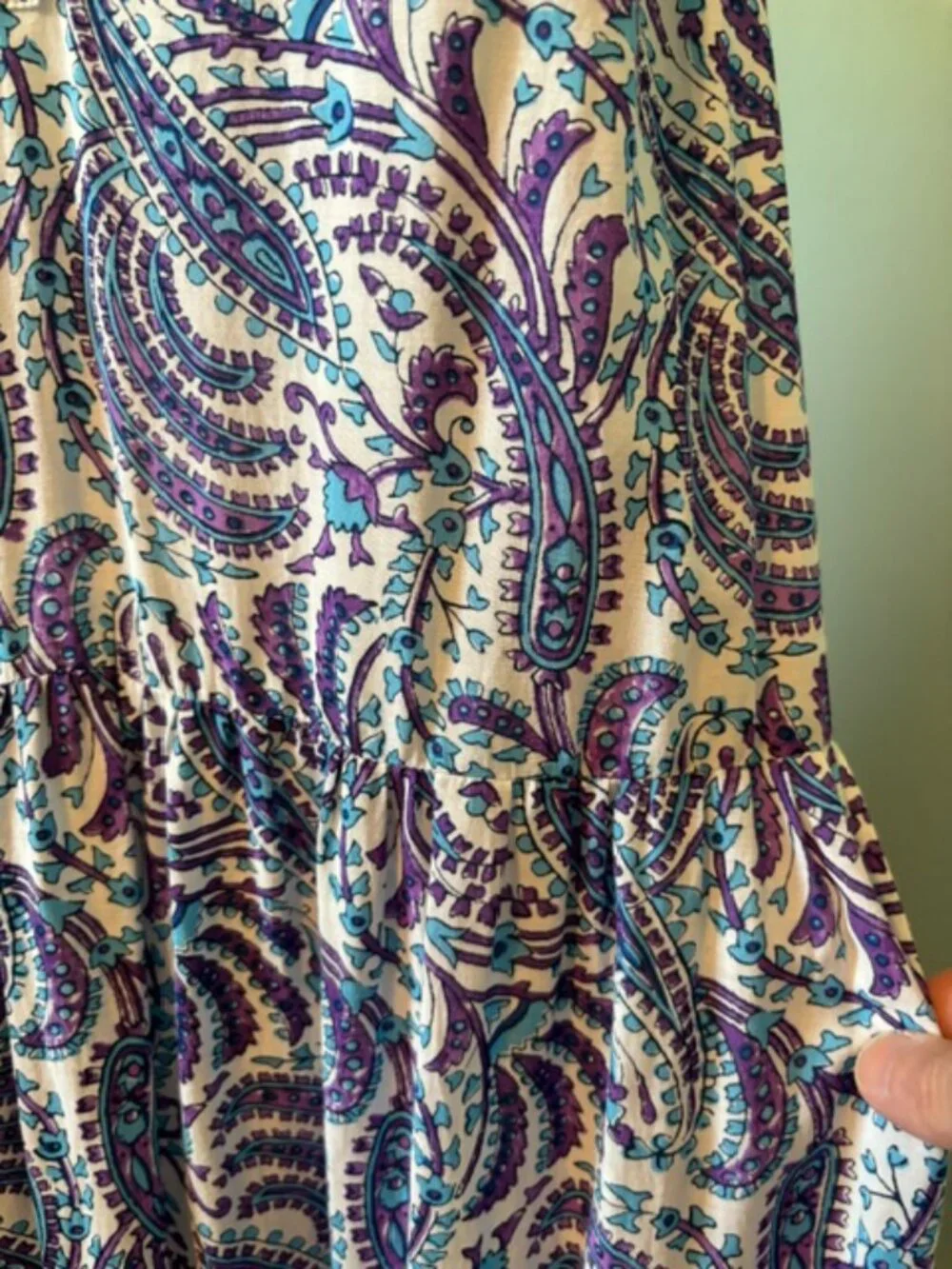J. Crew Purple/Blue Paisley Print Tiered Cotton Voile Sleeveless Shift Dress Siz